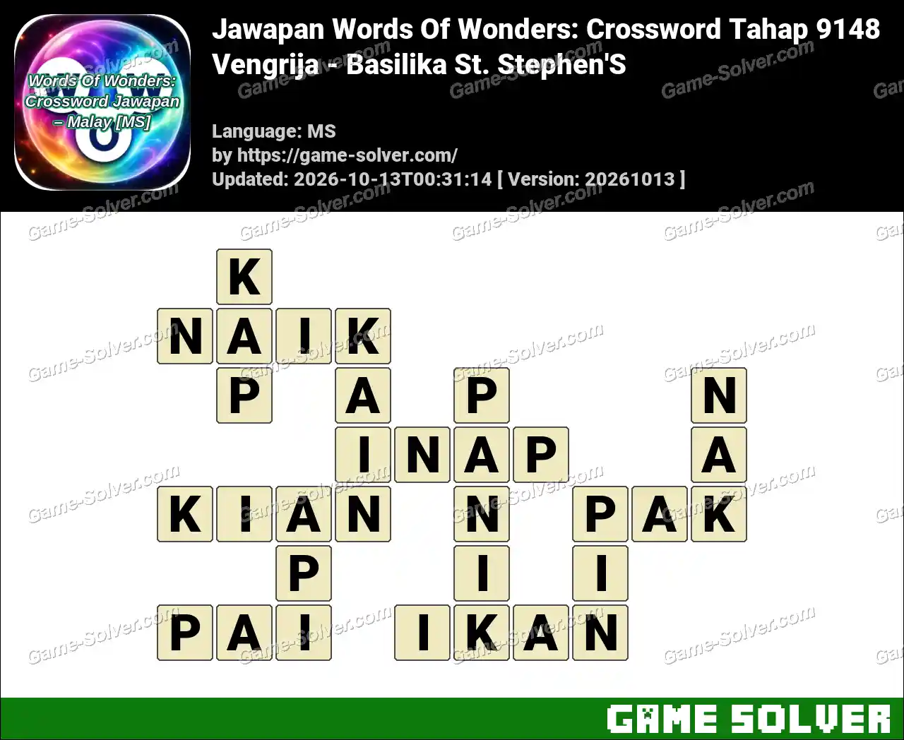 Jawapan Words Of Wonders: Crossword Tahap 9148 – Vengrija – Basilika St. Stephen’S